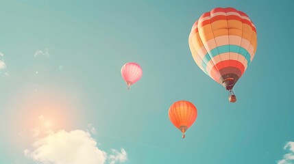 Fototapeta premium Colorful Hot Air Balloons in Clear Sky