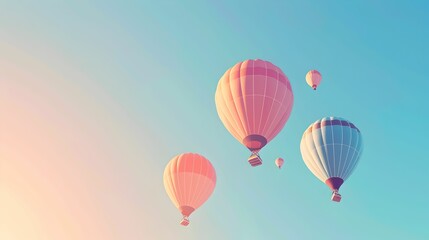 Colorful Hot Air Balloons in Clear Sky
