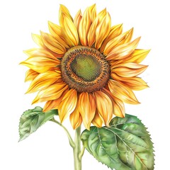 A beautiful watercolor painting of a sunflower