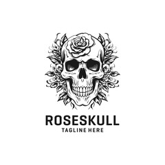 Rose skull logo vector illustration