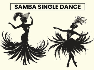 Fototapeta premium Traditional Samba Single Dance Performance Silhouette, Clip Art
