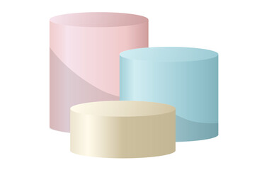 Pastel 3 cylinder pedestal stand clean style on floor