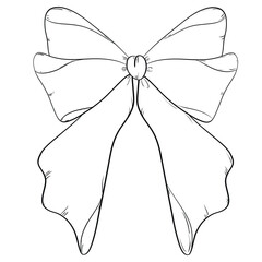 hand drawn bows and ribbons in line style, doodle line beautiful bow. Decorative holiday symbols for birthday, wedding celebration decoration. Vector illustration