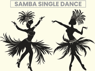 Traditional Samba Single Dance Performance Silhouette, Clip Art
