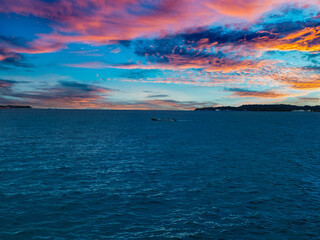 The scenery image of Seascape under the dramatic sky