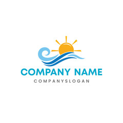 Sea sun logo design, vector logo design, illustration 