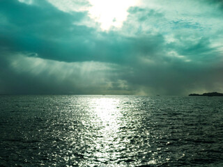 The scenery image of Seascape under the dramatic sky