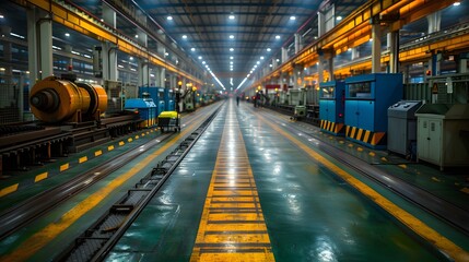 A factory floor with automated machinery and assembly lines, showcasing modern manufacturing processes List of Art Media Photograph inspired by Spring magazine