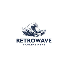 Retro waves logo vector illustration