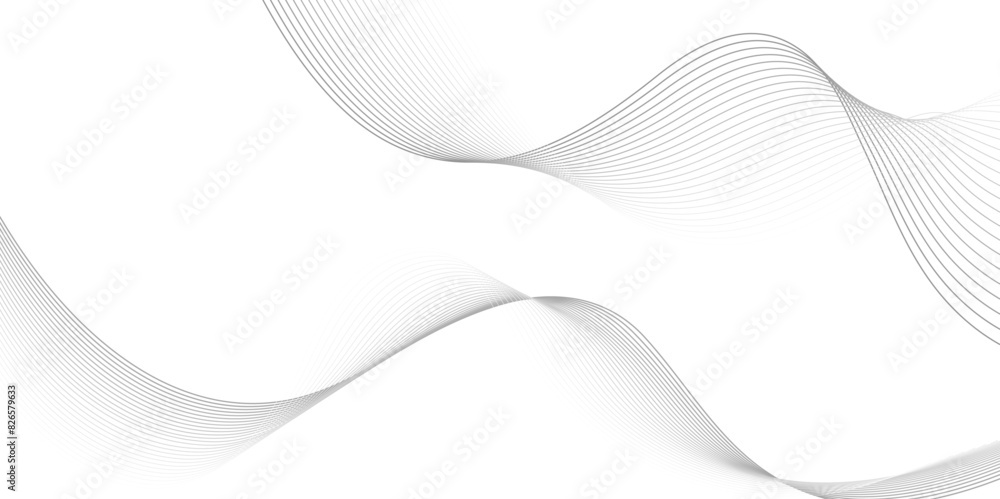 Aufkleber Abstract grey, white smooth element swoosh speed wave modern stream background. Wave lines created using blend tool and dots. abstract frequency sound wave lines and twisted curve lines background.