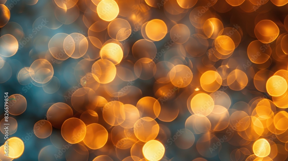 Poster softly blurred bokeh light effect on an abstract gold backdrop