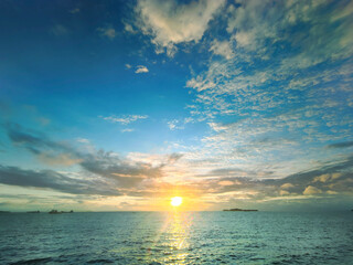The scenery image of Seascape under the dramatic sky