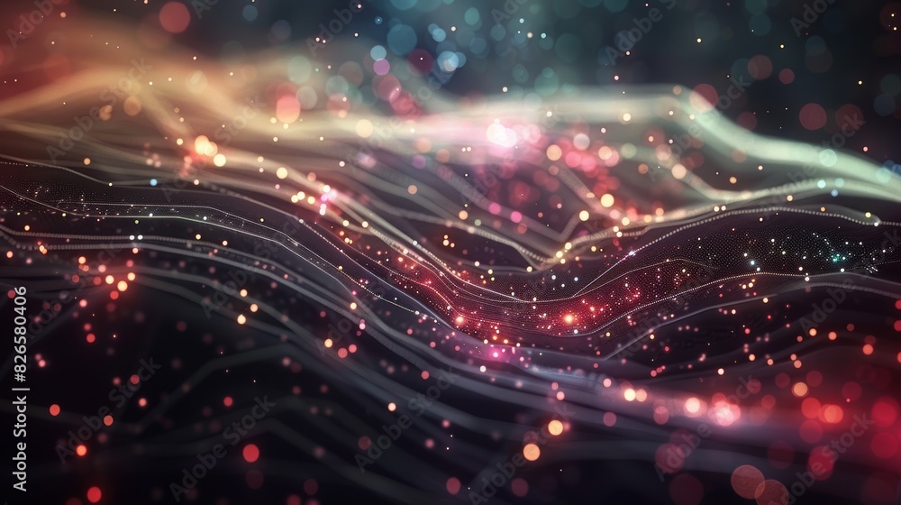 Aufkleber voyage through data, with lines and nodes guiding the viewer through a universe of information.