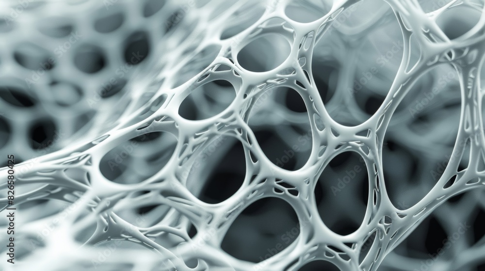 Poster an abstract geometric mesh pattern, reminiscent of a labyrinthine network of interconnected structures.