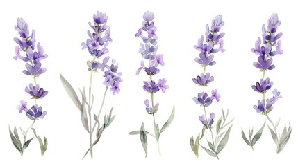 Naklejka premium bunch of fragrant lavender flowers on white background aromatic purple blossoms isolated for herbal design highquality photo