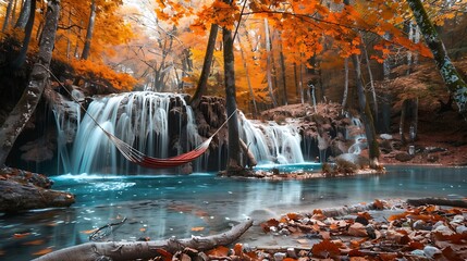 waterfall in autumn