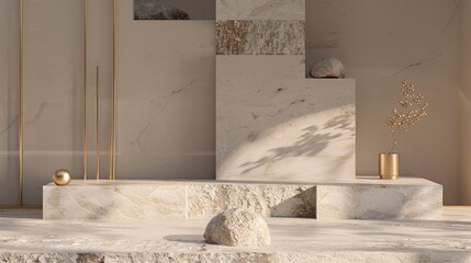 Stone podium in a minimalist scene.