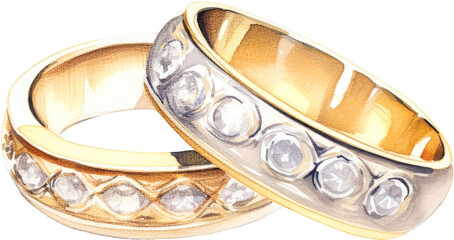 watercolor wedding ring watercolor for invitation marriage event, isolated clip art