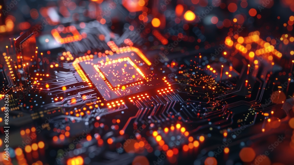 Aufkleber A close-up of a computer chip pulsating with digital signals, revealing the hidden world of electronic communication.