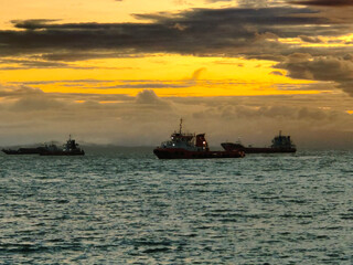 The scenery image of Seascape under the dramatic sky