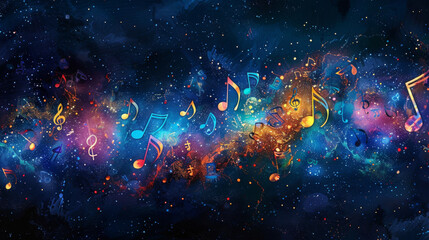 A colorful galaxy of musical notes