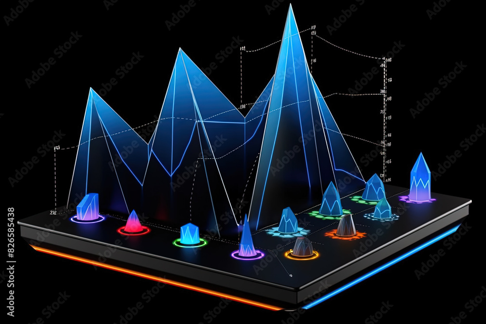 Poster Abstract business graph in mountain style. Data bars concept element for business.