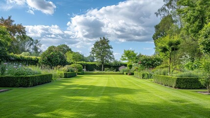 Obraz premium english style garden with hedges and large open lawn ideal for outdoor parties