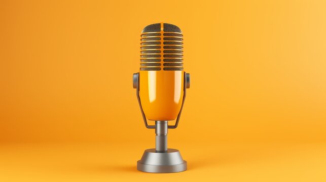 Mic microphone, vintage, on solid colour background, retro style microphone with copyright area  