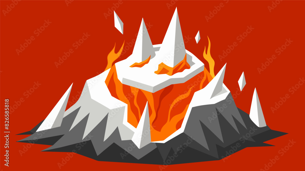Poster a whitehot molten lavalike sculpture with sharp edges and intense heat conveys the destructive and c