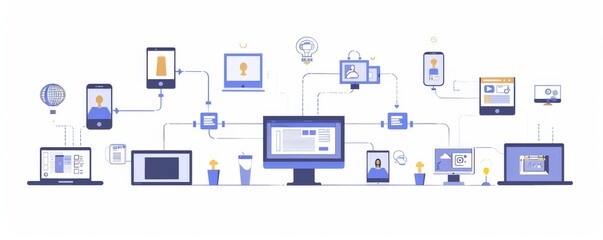 Design an engaging infographic showcasing various remote work technologies like laptops