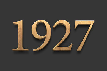 3D wooden logo of number 1927 on dark grey background.