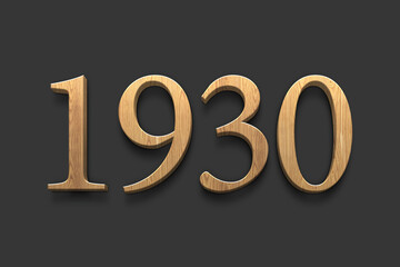 3D wooden logo of number 1930 on dark grey background.