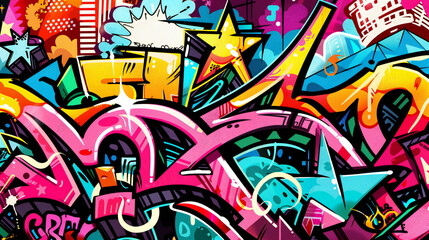  abstract multi colored funky graffiti art background with thick lines chaotic irregular geometric shapes