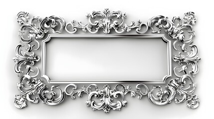 Elegant Silver Toned Ornate Frame with Floral Engravings on White Background