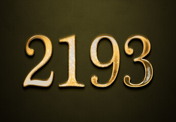 Old gold effect of 2193 number with 3D glossy style Mockup.