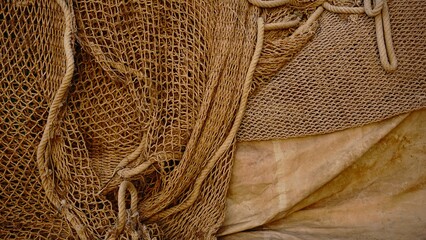 abstract background of extended rustic fishing nets