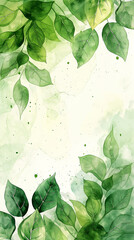 A green leafy background with a white background