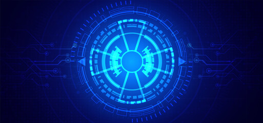 Abstract digital technology futuristic circuit board blue background, Cyber science tech layout, Innovation future Ai big data, Global internet network connection, Cloud hi-tech illustration vector