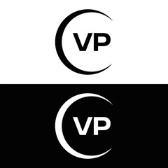 Fototapeta premium VP logo. V P design. White VP letter. VP, V P letter logo design. V P letter logo design in FIVE, FOUR, THREE, style. letter logo set in one artboard. V P letter logo vector design.