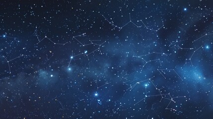Fototapeta premium A backdrop of a starry night sky with constellations and a hint of the Milky Way, for cosmicthemed presentations