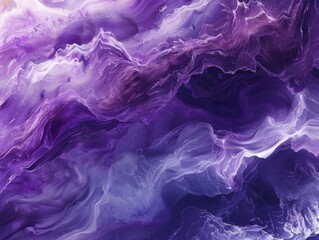 Imagine a watercolor dream on paper with mesmerizing swirls of lavender and royal purple, forming an abstract landscape that evokes a sense of mystery and calm