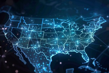 Digital map of america network connectivity created with generative ai