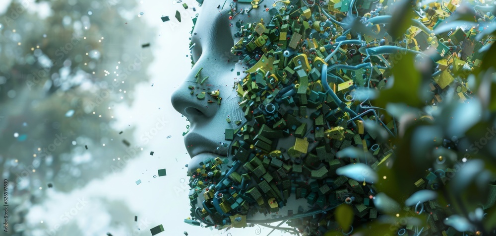 Poster craft a photorealistic 3d rendering of artificial intelligence and machine learning, infusing a sens