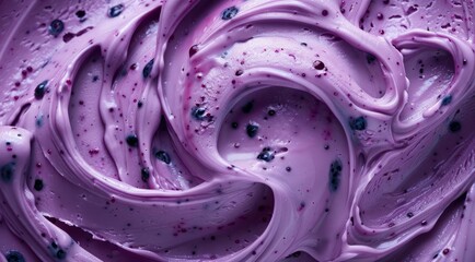 Surface of blueberry purple ice cream texture background, top view.