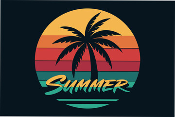 summer vibes with palm tree t-shirt design