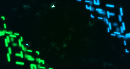 Cyberspace creative bg. Stary clouds moving with lines on diagonal motion graphic. Geometric linear spectrum blur lines cosmic explosion. Dynamic glittering defocused connection dots bg. Anime cartoon