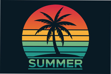 summer vibes with sea beach t-shirt retro design