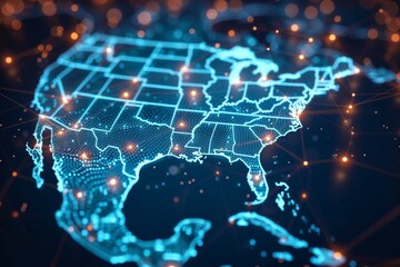 Digital map of america network connectivity created with generative ai