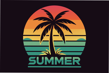 summer vibes with sea beach t-shirt retro design