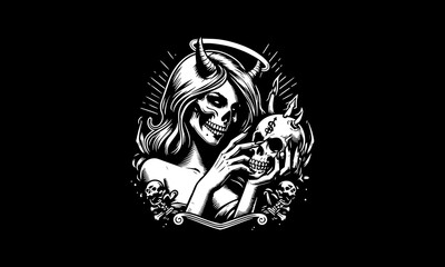 Devil skull illustration, vector demon